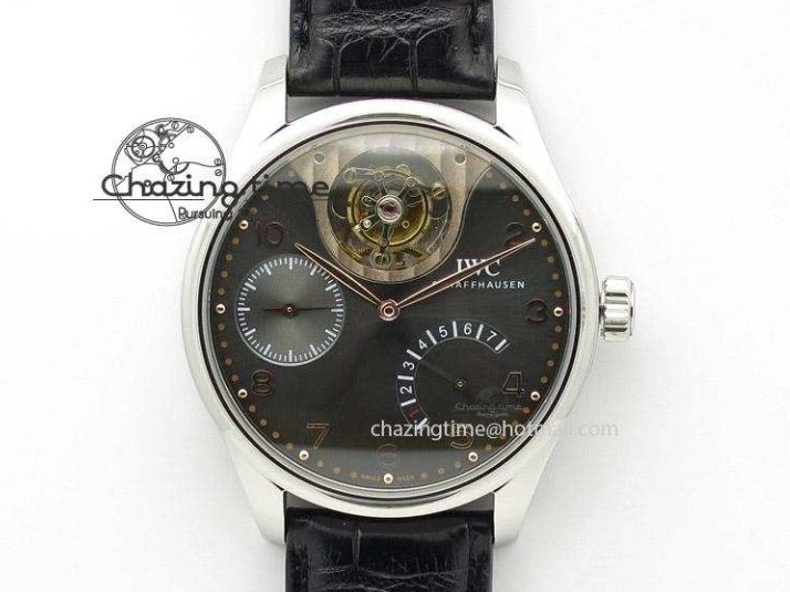 MIROTIME 0120 Portuguese Real PR IW500126 ZF 1:1 Best Edition Grey Red Dial On Black Leather Strap A52010 V Resilient 7333